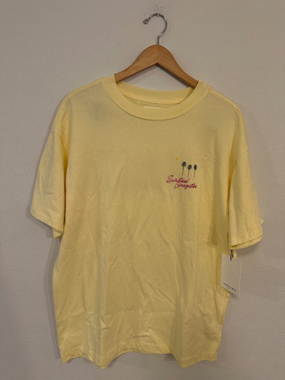 NWT Spiritual Gangster Women's M Palm Boyfriend Tee Mellow Yellow USA